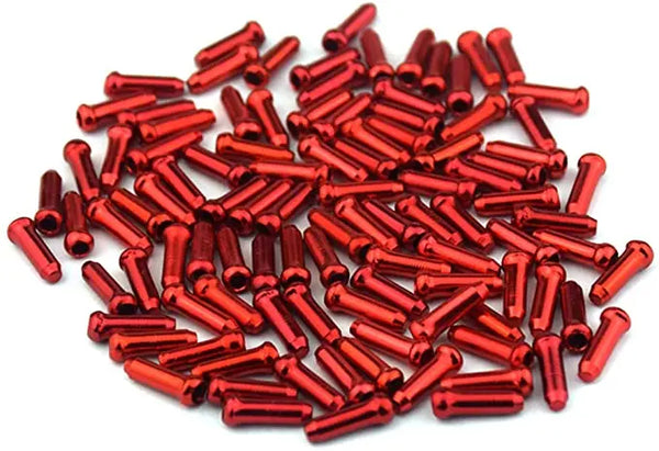 100 Tappi Terminali Per Cavi Bici In Lega - 6 Colori (Rosso, Giallo, Blu, Nero, Verde, Argento) Per MTB E Bici Da Strada