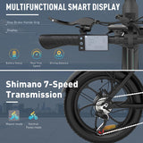 HITWAY Bicicletta Elettrica Pieghevole | 20" Fat Tire | Batteria 36V/11,2 Ah | Motore 250W | Shimano 7 Velocità | Autonomia 35-90km
