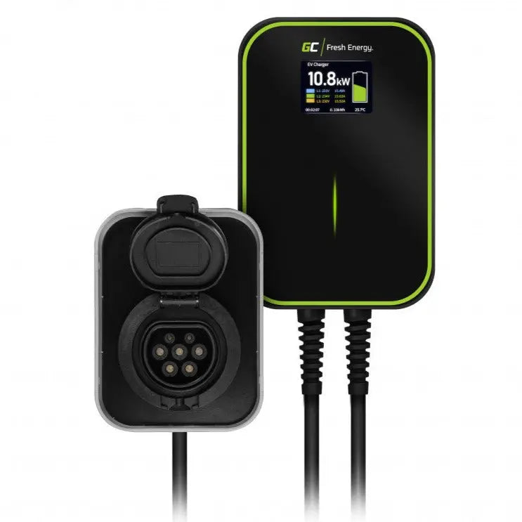 [EV15RFID] Wallbox 22kW RFID con Presa di Tipo 2 GC PowerBox Caricabatterie per la ricarica EV Auto Elettriche e Ibride Plug-In Green Cell