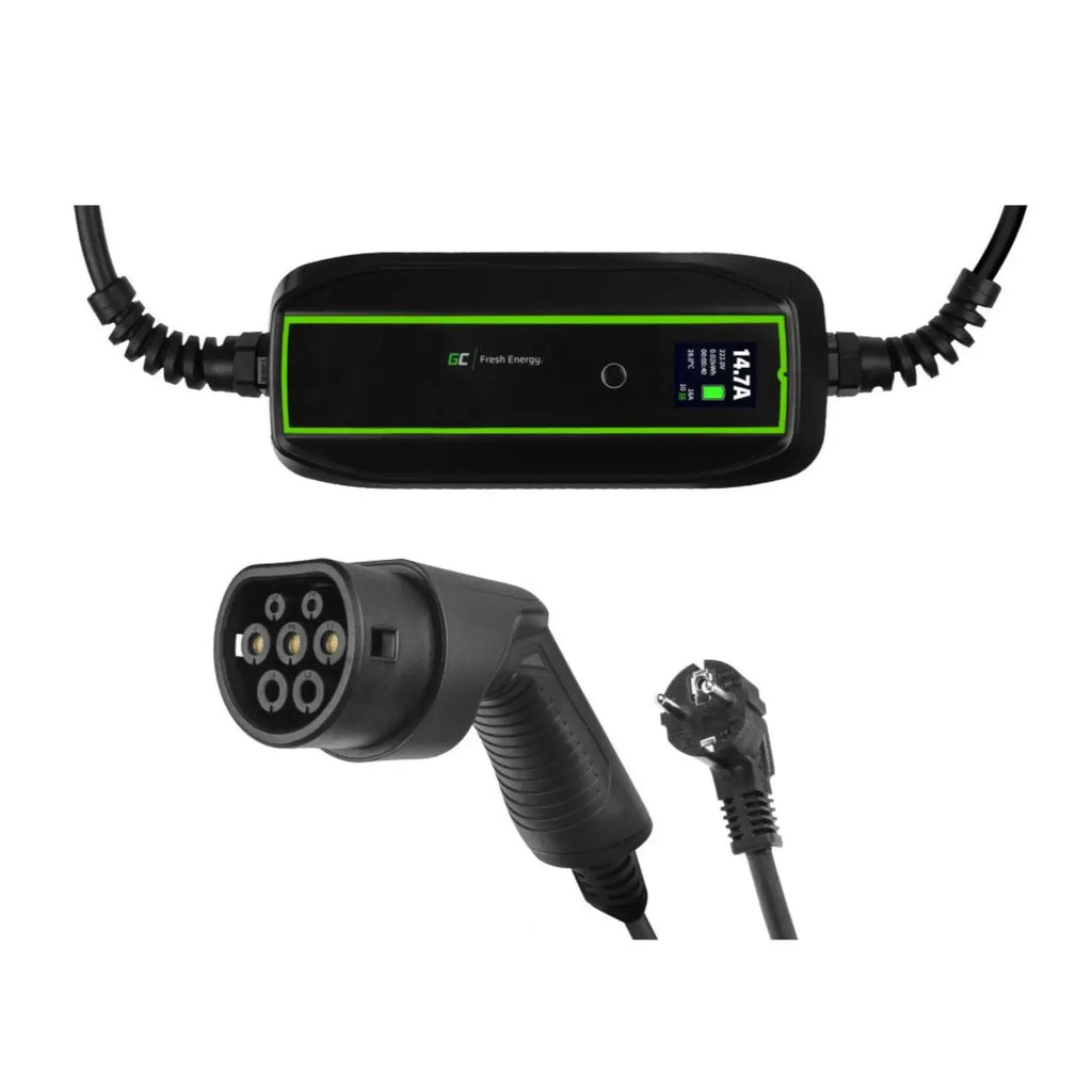 [EV16] Caricabatterie Portatile 3.6kW Tipo 2 - Schuko 6.5m GC PowerCable per la ricarica EV Auto Elettriche e Ibride Plug-In Green Cell